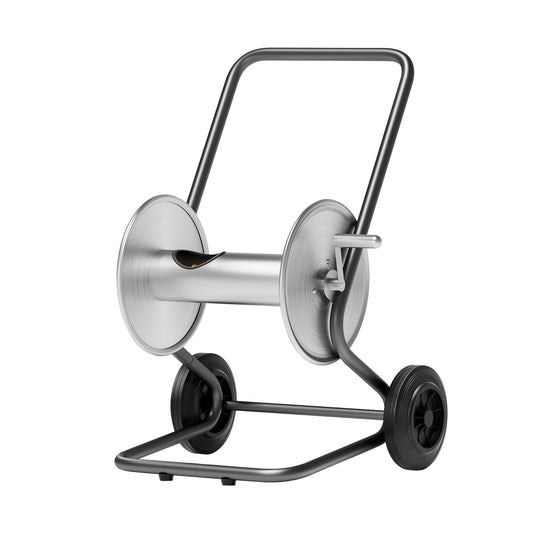 Garden Hose Reel Cart, Hold Up to 175 ft of 5/8’’Hose , Heavy Duty Metal Stainless Steel Hose Reel Cart, Water Hose Reel Cart with Wheels, Mobile Hose Reel Cart For Outside Lawn Yard