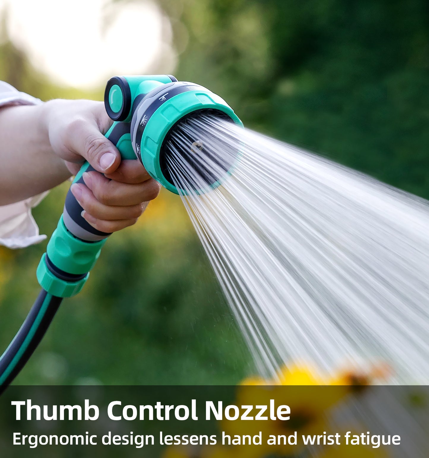 Heavy Duty Garden Hose Nozzle, 10 Spray Patterns Water Hose Sprayer with Thumb Control On/Off Valve, Comfortable Grip, Ideal for Outdoor Watering, Garden, Cleaning, Car Washing